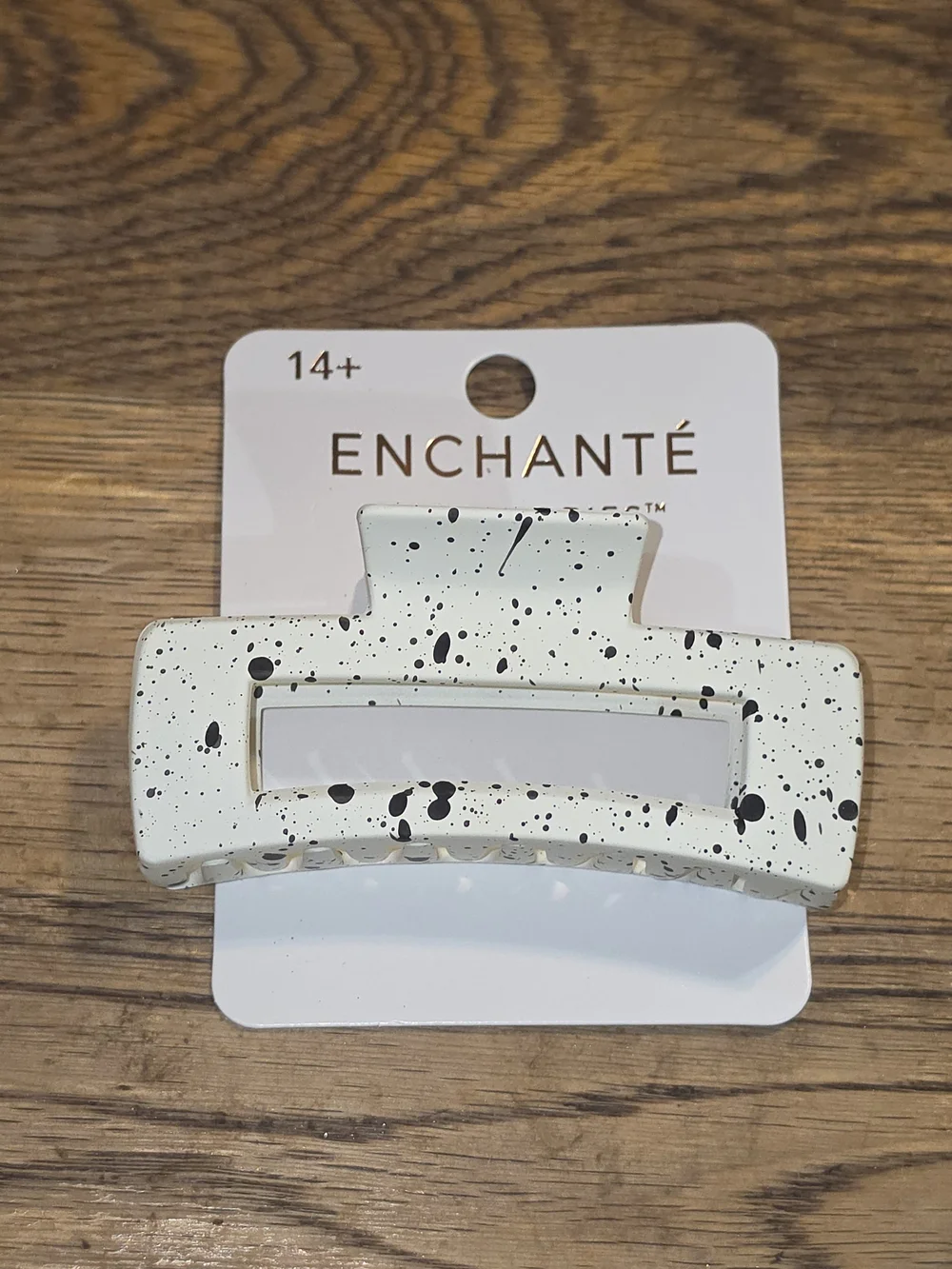 ENCHANTÉ Cream Speckled Rectangle Hair Claw BNIB